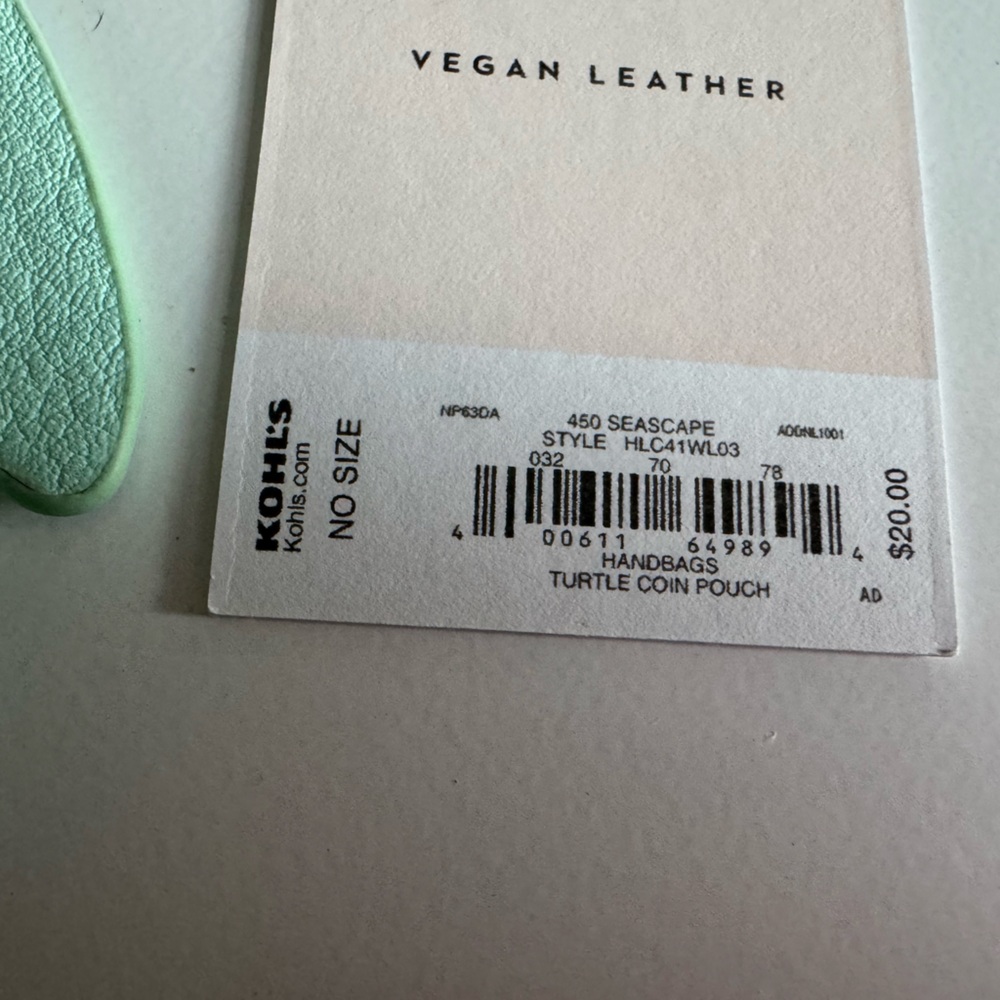 LC Lauren Conrad Vegan Leather Mint Green Turtle Coin Purse - Picture 4 of 8